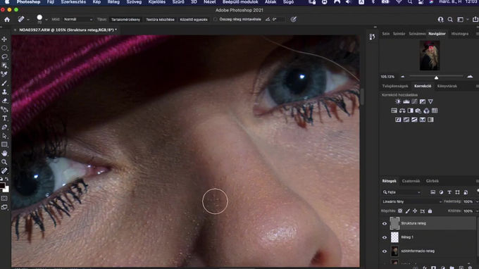 Portré retusálás Frekvencia szétválasztása.